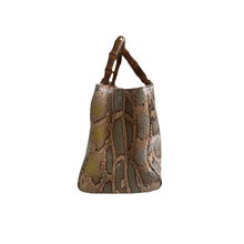 Load image into Gallery viewer, Gucci Brown Python Leather Bamboo Shopper Tote