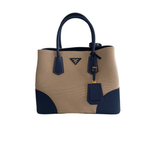 Load image into Gallery viewer, Prada Canapa Saffiano Large Double Bag Corda Bluette