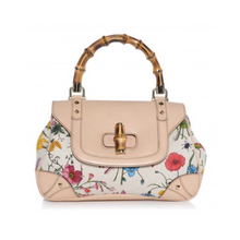 Load image into Gallery viewer, Gucci Limited Edition Leather & Floral Print Canvas with Bamboo Handle