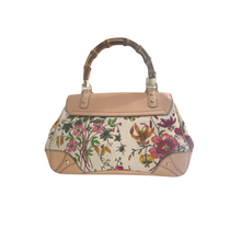 Load image into Gallery viewer, Gucci Limited Edition Leather & Floral Print Canvas with Bamboo Handle
