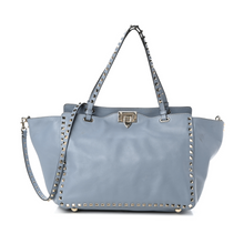 Load image into Gallery viewer, Valentino Vitello Medium Rockstud Tote Light Blue