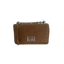 Load image into Gallery viewer, Prada Brown Suede Lock Flap Chain Shoulder Bag