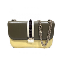Load image into Gallery viewer, Valentino Garavani Glam Lockstud Medium Shoulder Bag Olive & Yellow