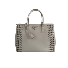 Load image into Gallery viewer, Prada Saffiano Lux Studded Crystal Medium Galleria Double Zip Tote