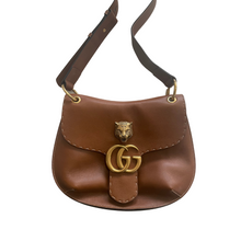 Load image into Gallery viewer, Gucci Calfskin GG Marmont Flap Shoulder Bag Brown