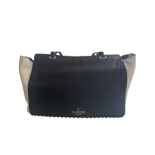 Load image into Gallery viewer, Valentino Vitello Medium Rockstud Tote Black & Cream