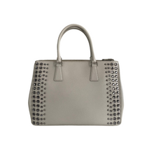 Load image into Gallery viewer, Prada Saffiano Lux Studded Crystal Medium Galleria Double Zip Tote