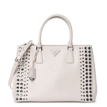Load image into Gallery viewer, Prada Saffiano Lux Studded Crystal Medium Galleria Double Zip Tote
