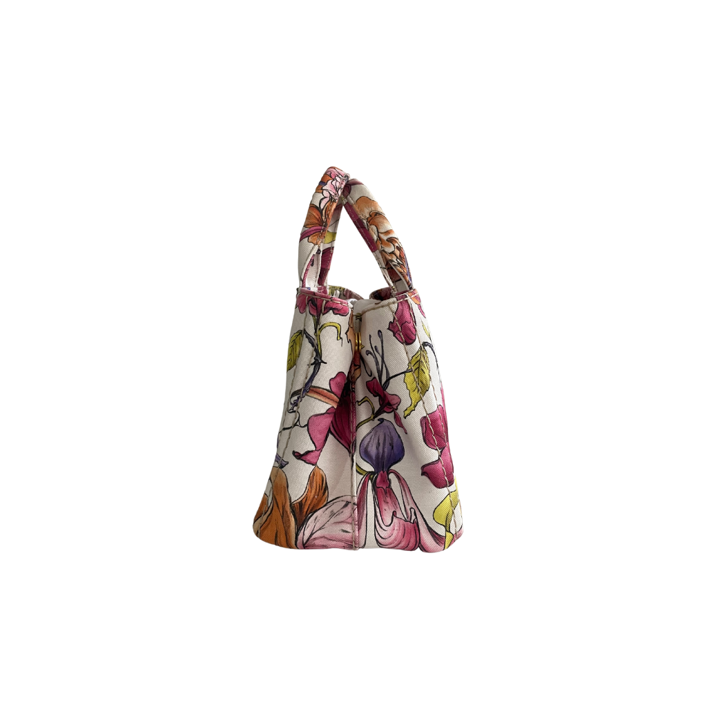 Prada Canapa Canvas Floral Satchel – JB Jewelry Co. Prada Canapa Canvas Floral Satchel – JB Jewelry Co.