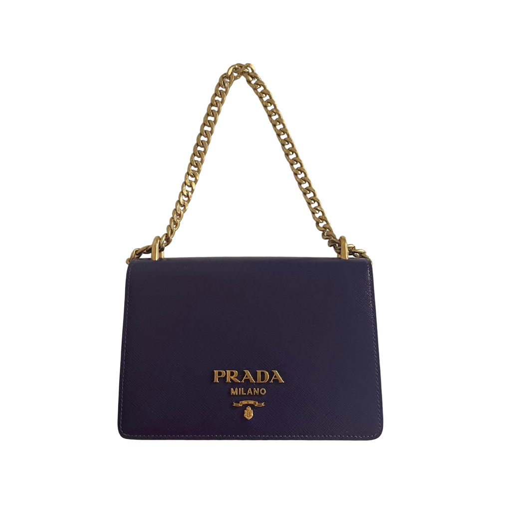 Prada Chain Flap Bag Saffiano Leather Small - Purple – JB