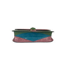 Load image into Gallery viewer, Valentino Multicolor Colorblock Crocodile Rockstud Glam Lock Medium Shoulder Bag
