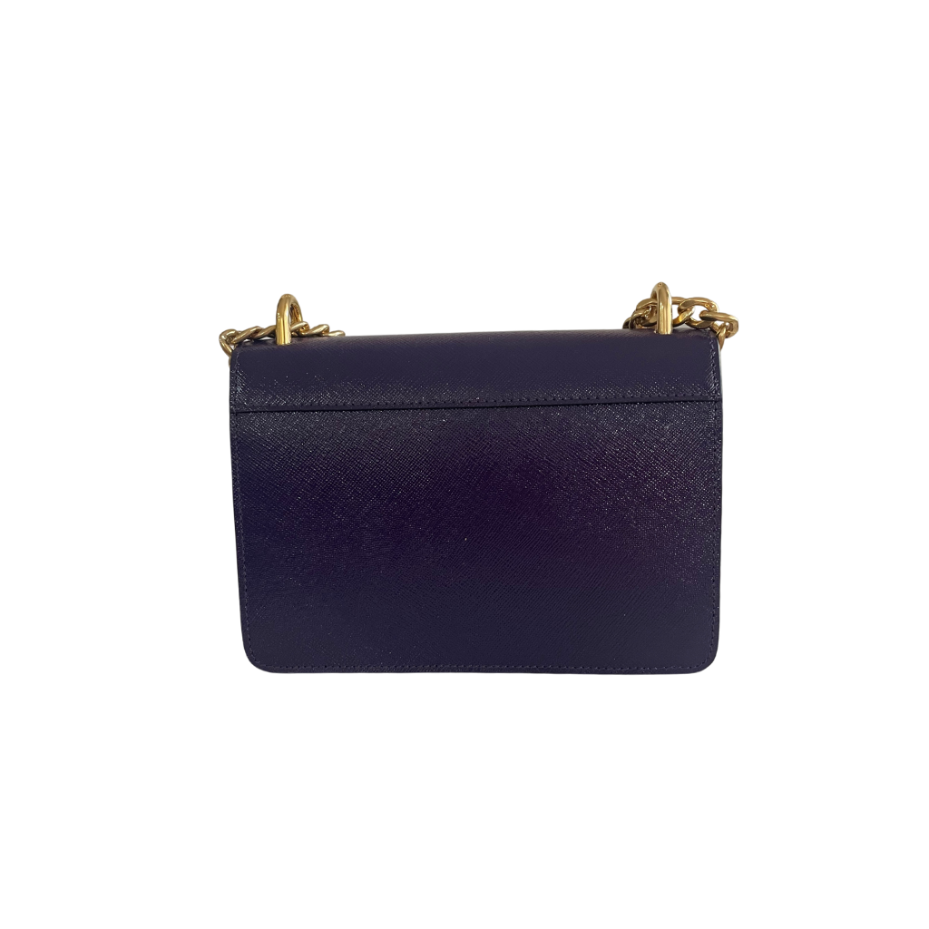 Prada Chain Flap Bag Saffiano Leather Small - Purple – JB