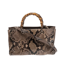 Load image into Gallery viewer, Gucci Brown Python Leather Bamboo Shopper Tote
